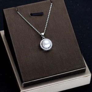 Real Pearl Pendant Necklace Silver Platinum Plated, Natural Gemstone Necklace